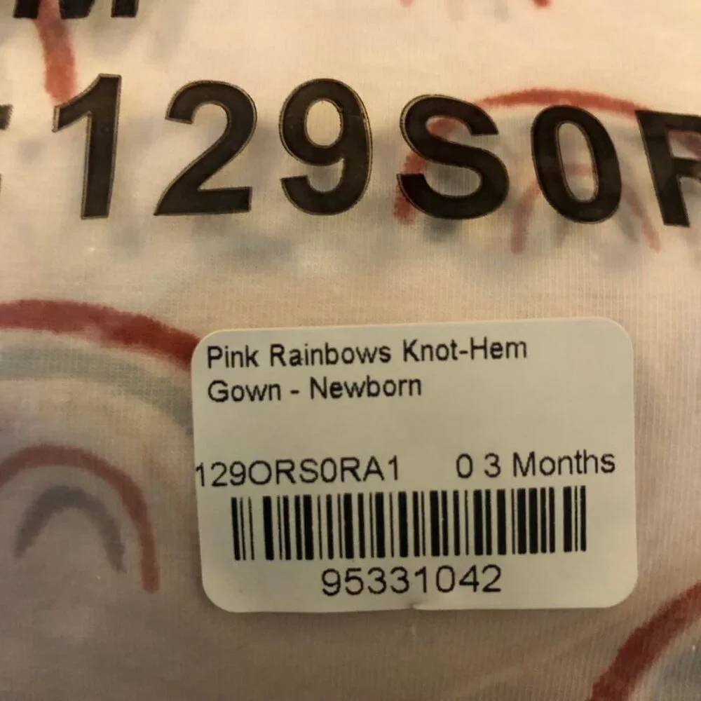 NWT ANGEL DEAR Organic Pink Rainbows Gown Knotted Hem Newborn 0-3 Months